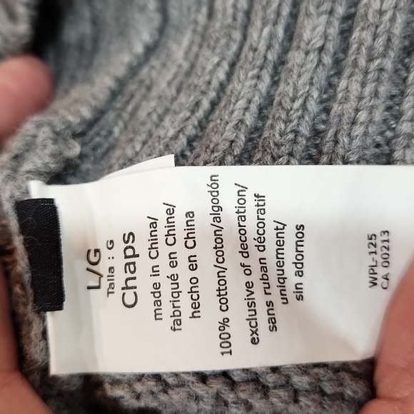 𝅺CHAPS grandpa sweater men's size large gray EUC - Picture 6 of 6